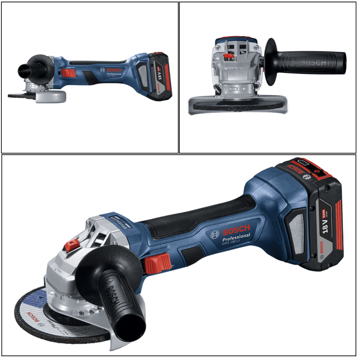 Amoladora inalámbrica 18V profesional GWS 180-LI + 2 baterías +Maletín2