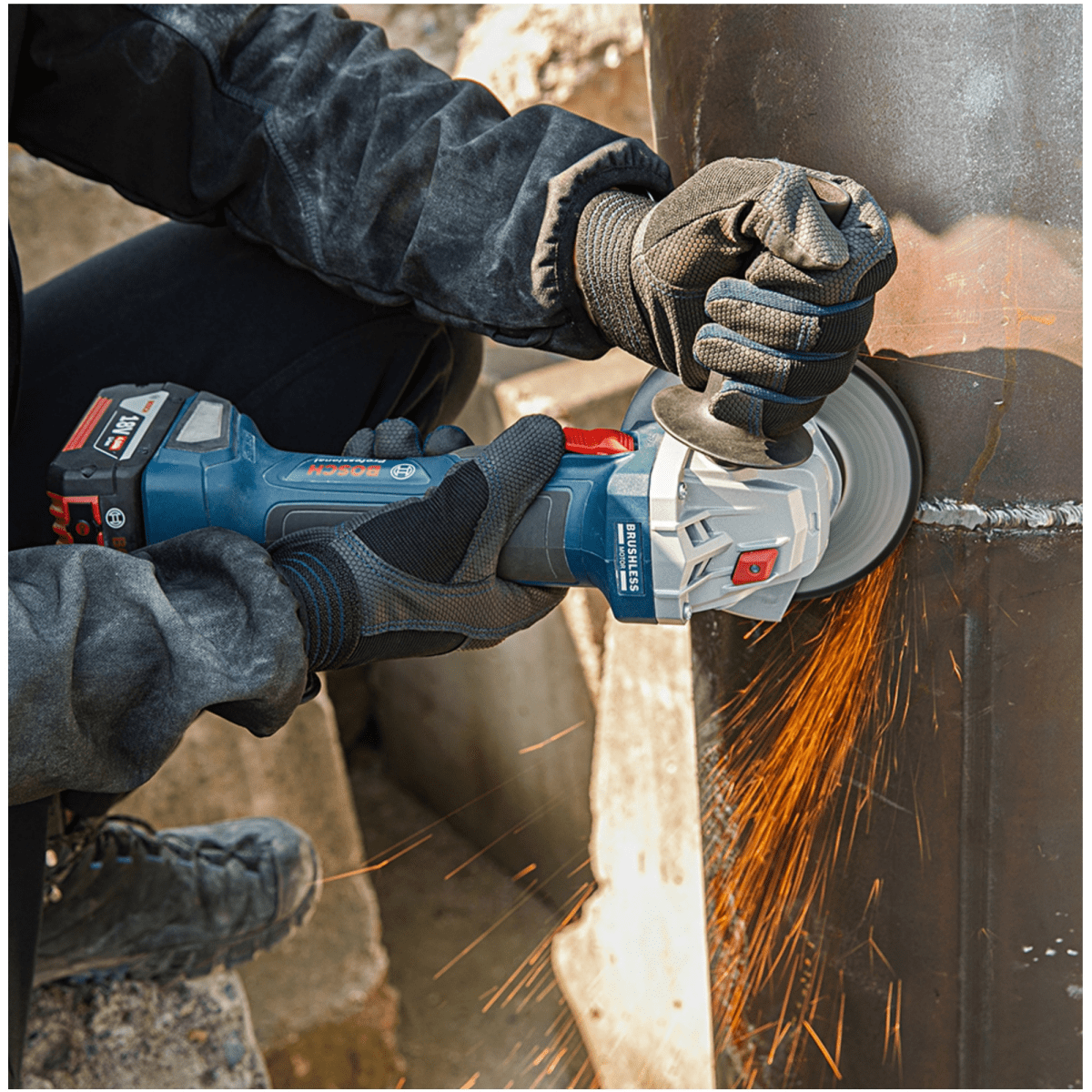 Amoladora inalámbrica 18V profesional GWS 180-LI + 2 baterías +Maletín3