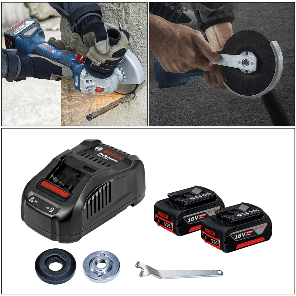 Amoladora inalámbrica 18V profesional GWS 180-LI + 2 baterías +Maletín5