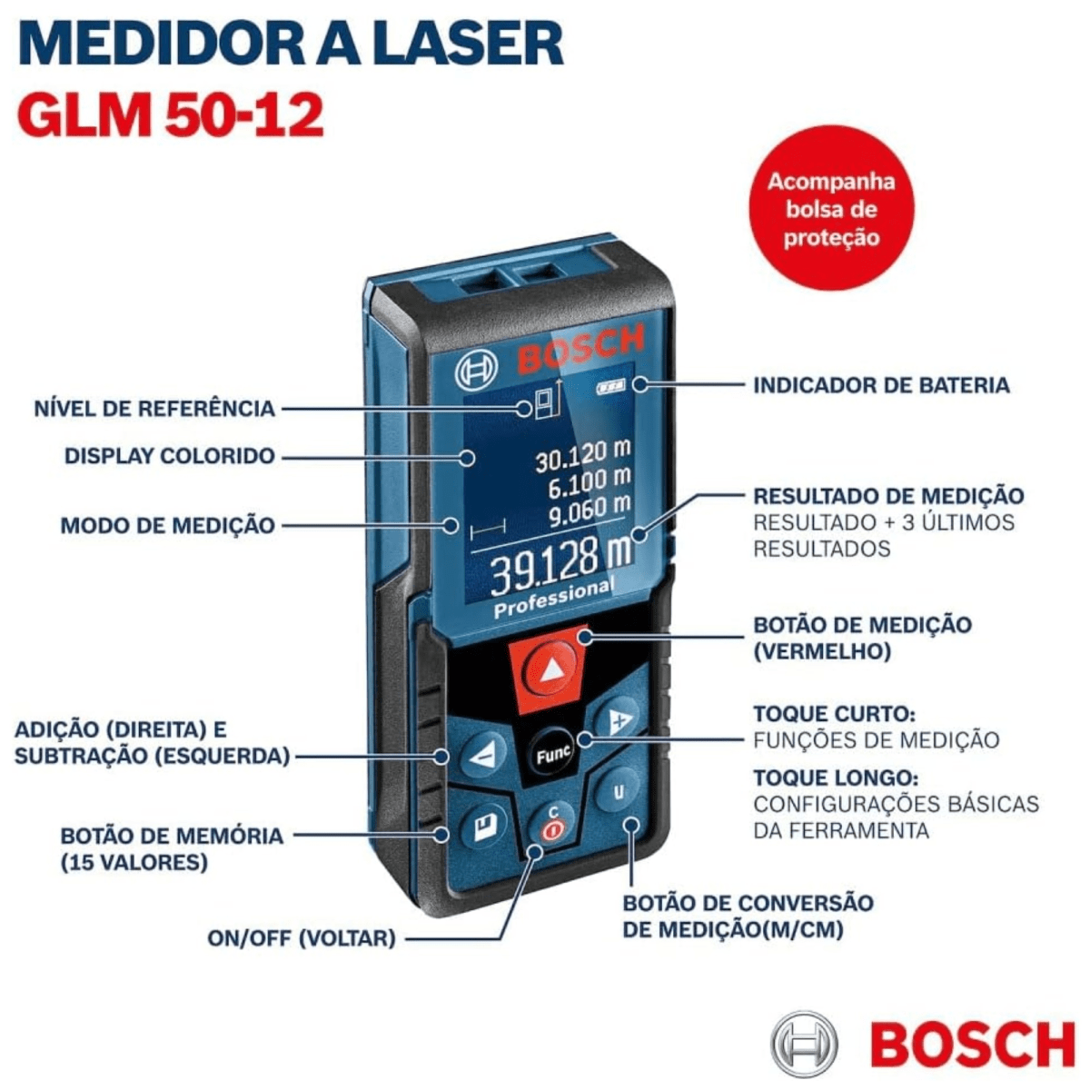 Medidor de distancia láser 50m GLM 50-12 Professional distanciómetro5