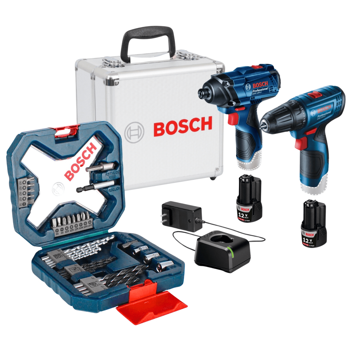 Combo Taladro Atornillador  inalámbrico GSR 120 +Impacto GDR 120 + Set Puntas y Brocas X-Line 34 pie3