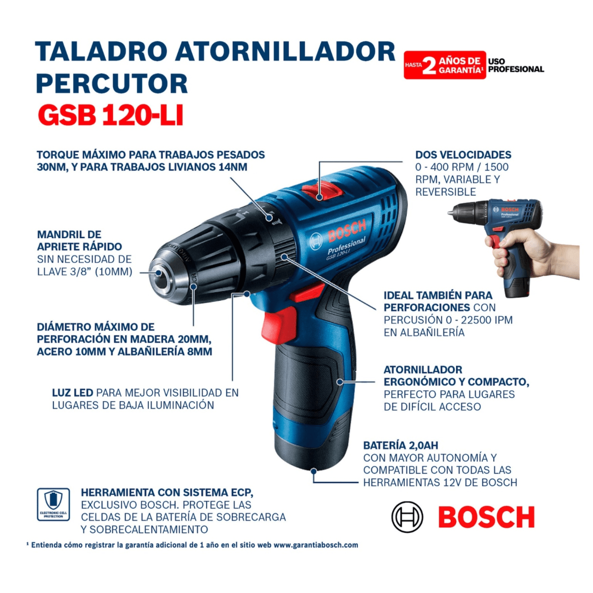 Combo Taladro Atornillador  inalámbrico GSR 120 +Impacto GDR 120 + Set Puntas y Brocas X-Line 34 pie7