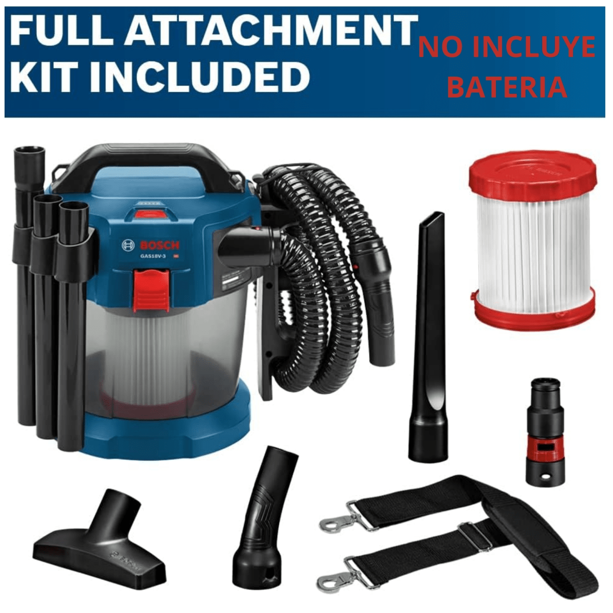 Aspiradora Inalámbrica de polvo y liquido BOSCH GAS 18V-10L3
