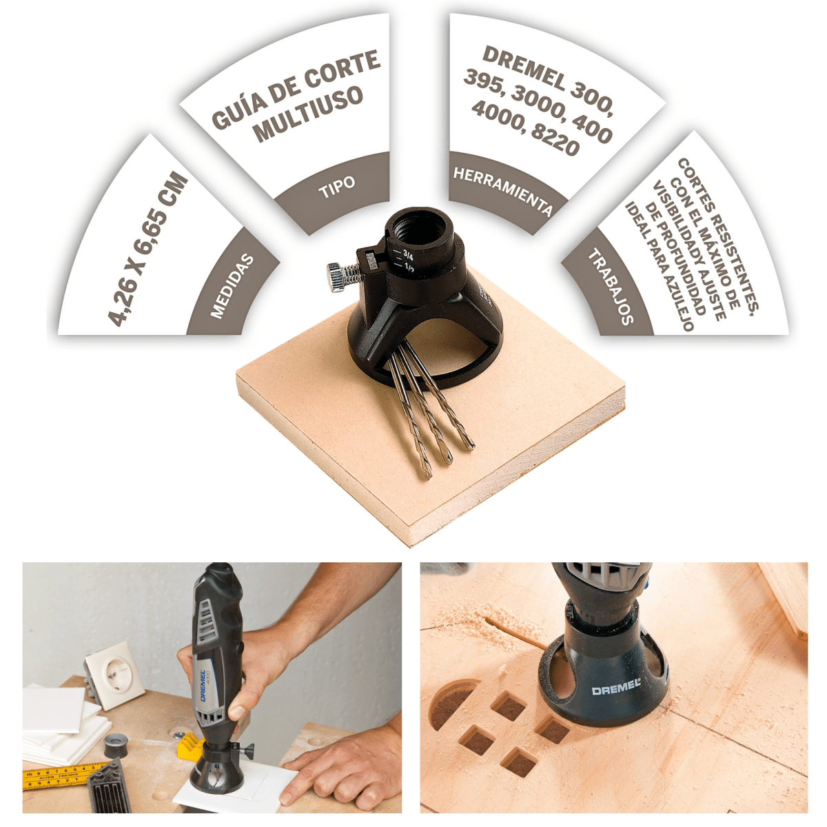 Minitorno Multipropósito DREMEL 4000 +37 accesorios +3 acoples+Maletín7