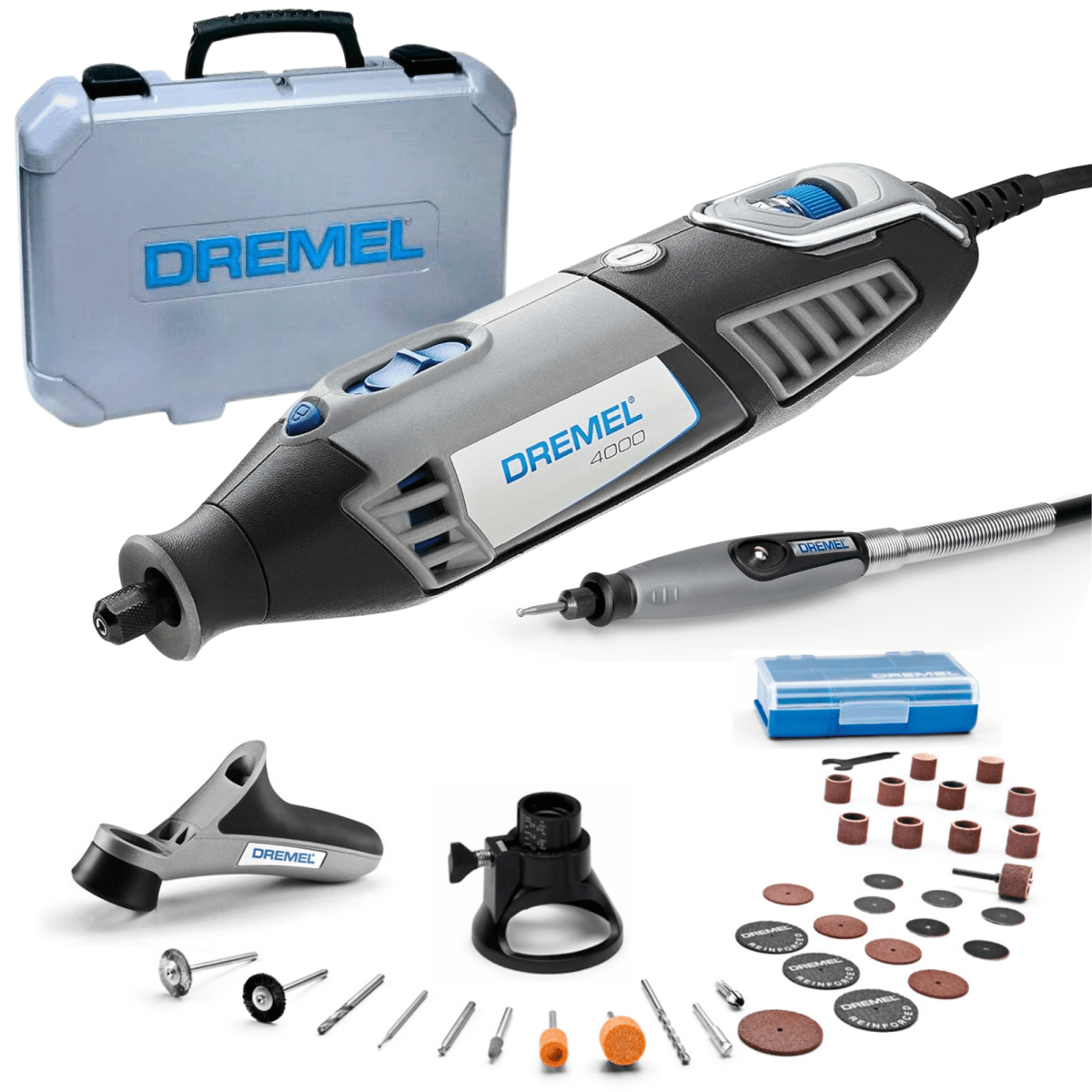 Minitorno Multipropósito DREMEL 4000 +36 accesorios +3 acoples+Maletín1