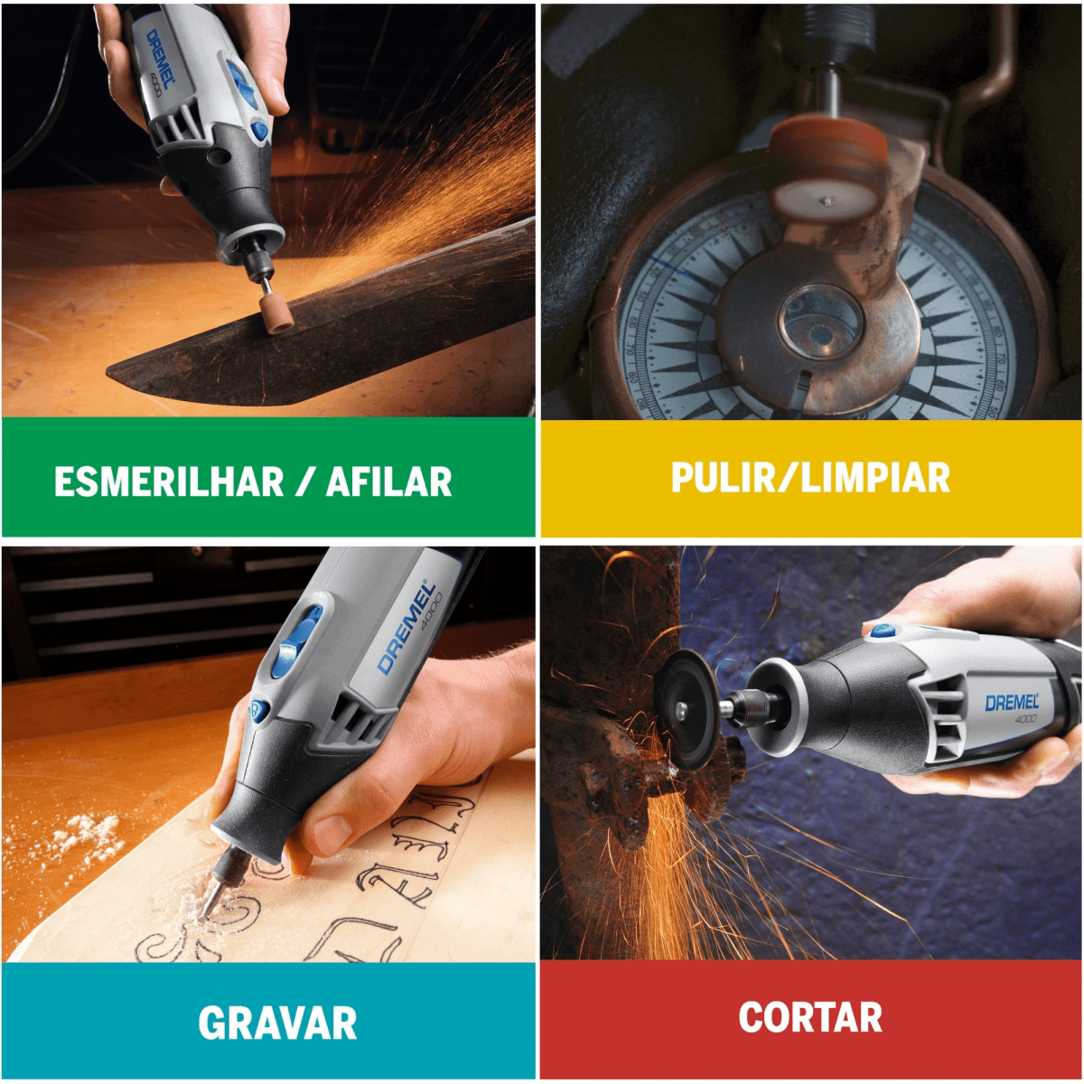 Minitorno Multipropósito DREMEL 4000 +36 accesorios +3 acoples+Maletín2