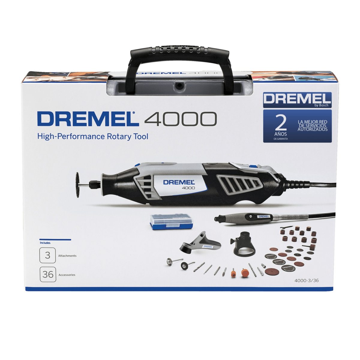 Minitorno Multipropósito DREMEL 4000 +36 accesorios +3 acoples+Maletín8