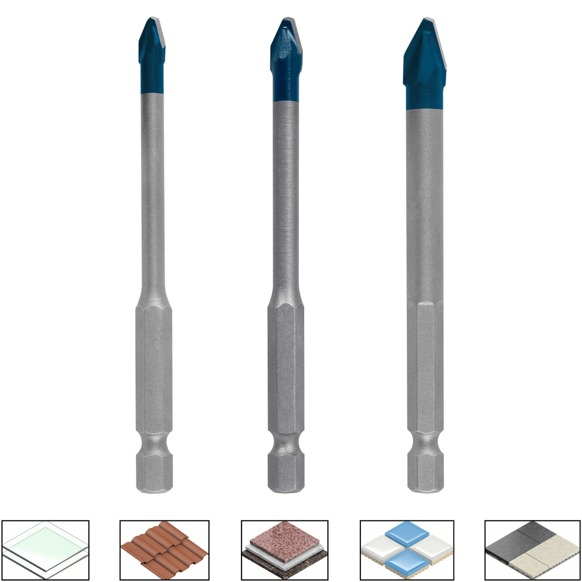 Set Broca cerámica  EXPERT HEX-9/ 3 pieza ø 5/6/8mm Multiconstrucción1