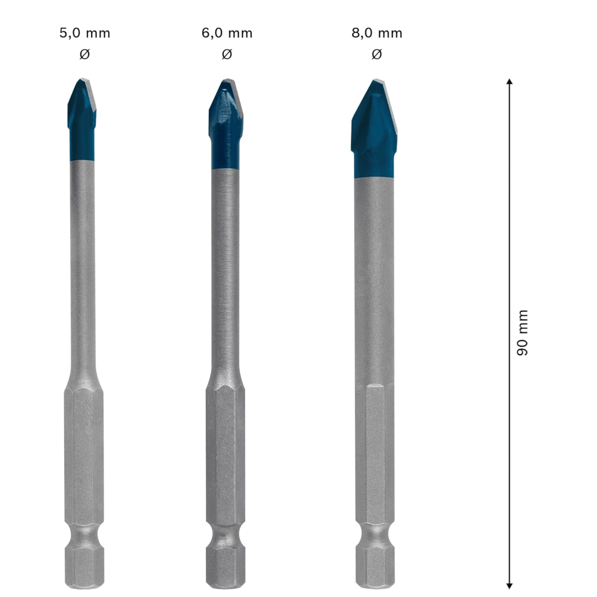 Set Broca cerámica  EXPERT HEX-9/ 3 pieza ø 5/6/8mm Multiconstrucción2