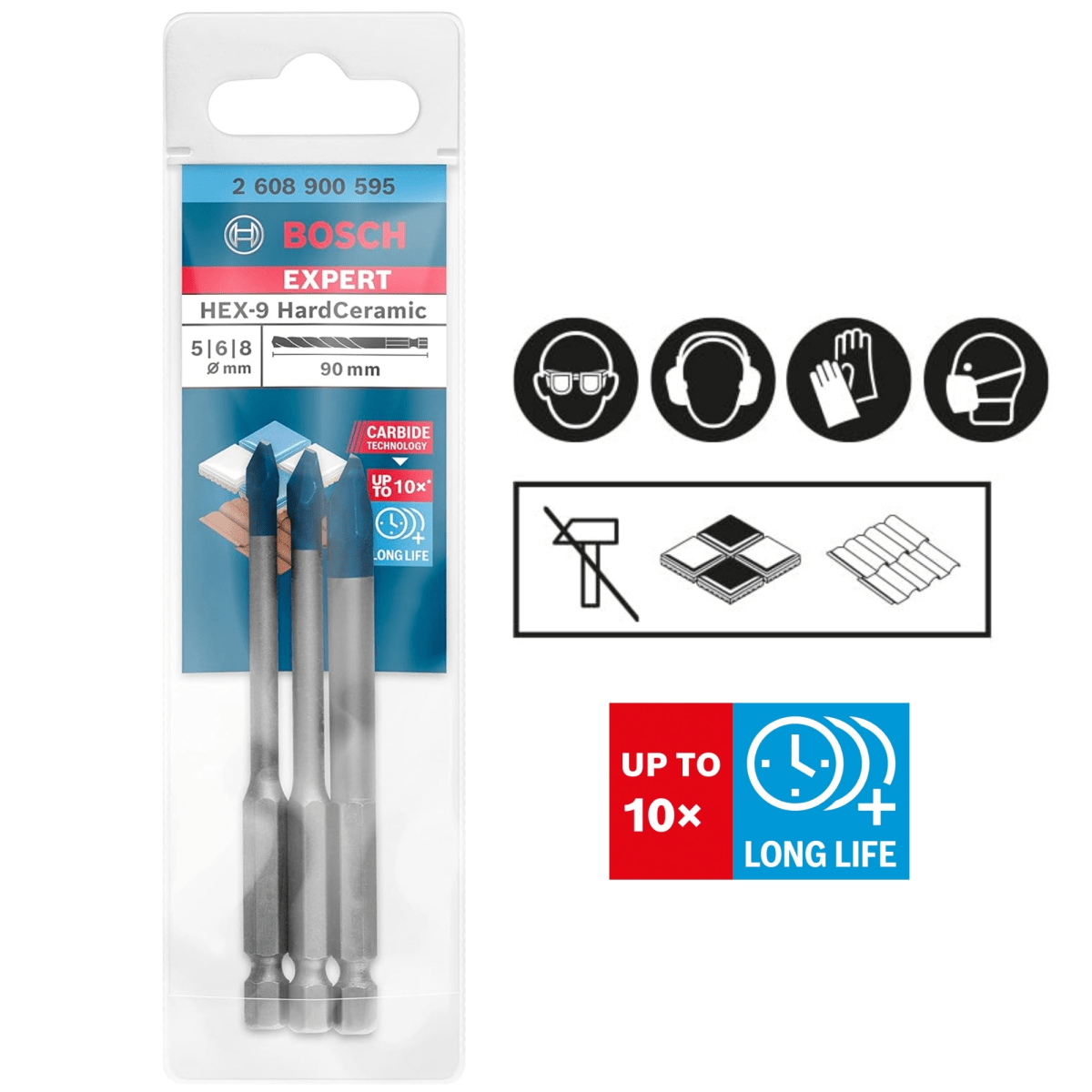 Set Broca cerámica  EXPERT HEX-9/ 3 pieza ø 5/6/8mm Multiconstrucción3