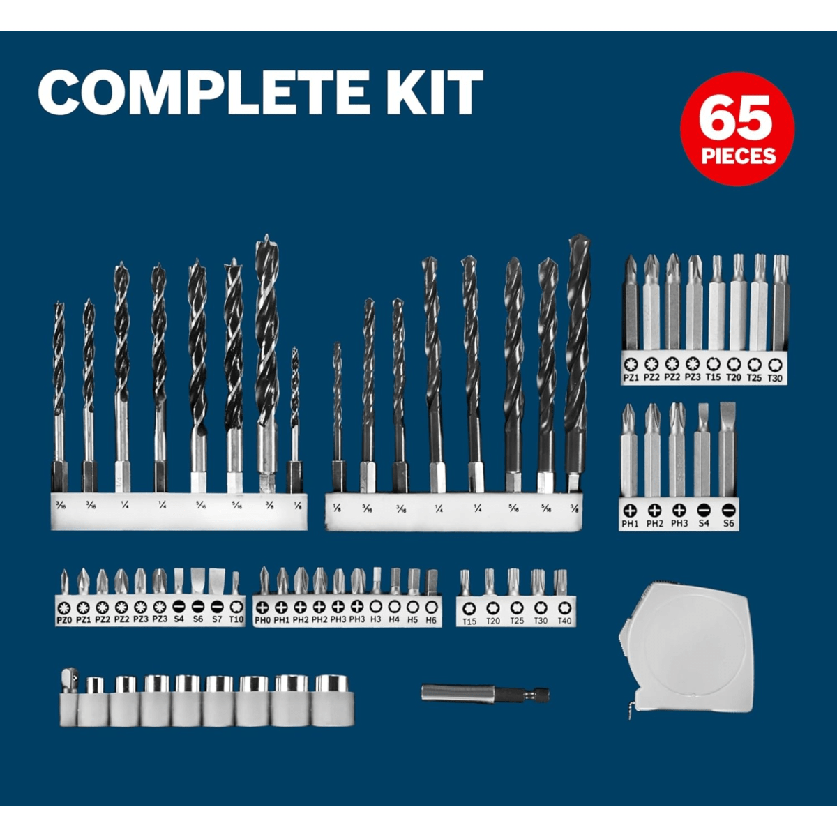 Set Puntas y Brocas X-Line 65 piezas /Accesorios taladro y atornillado5