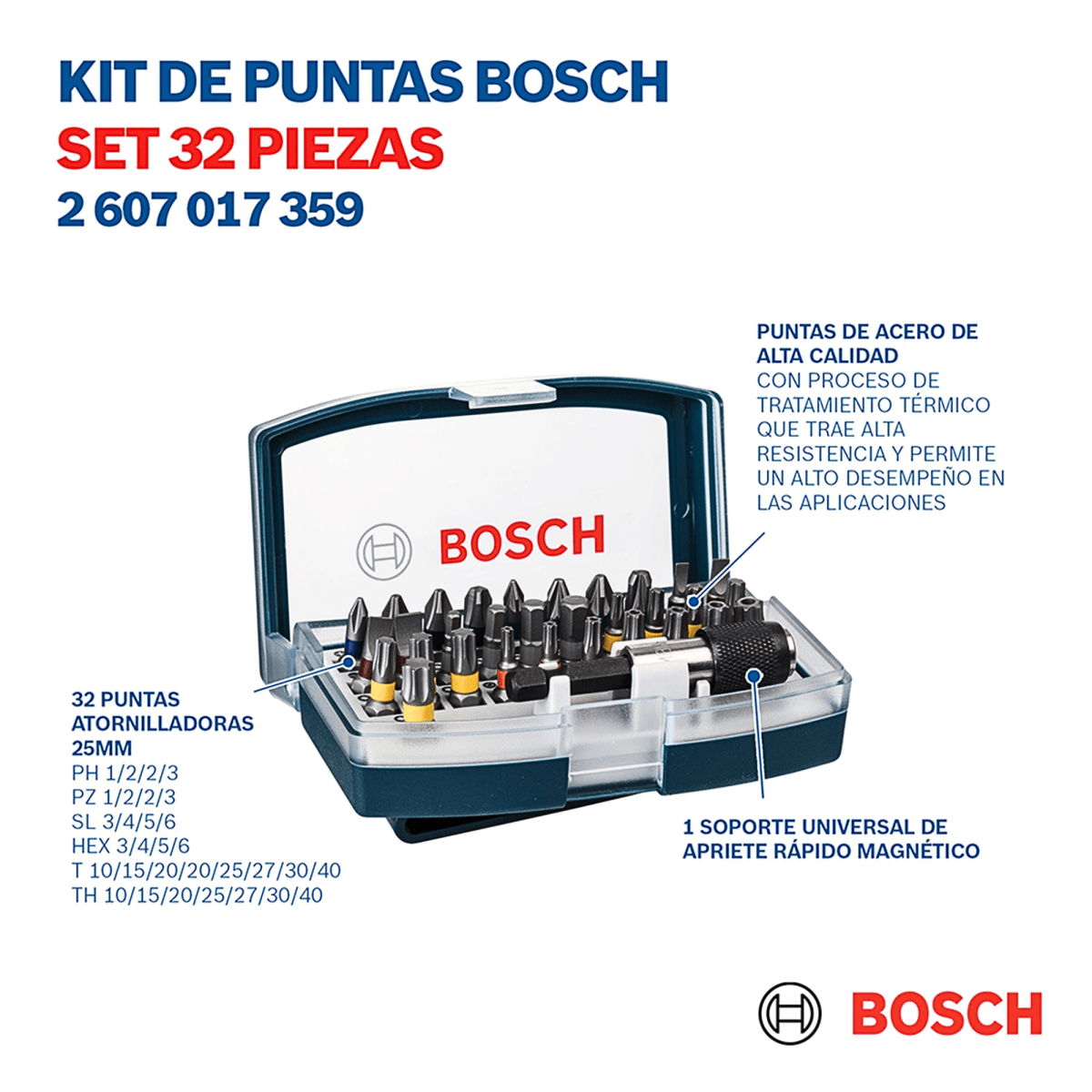 Puntas Acero para Atornillar +adaptador destornillador  Set de 32piezas7