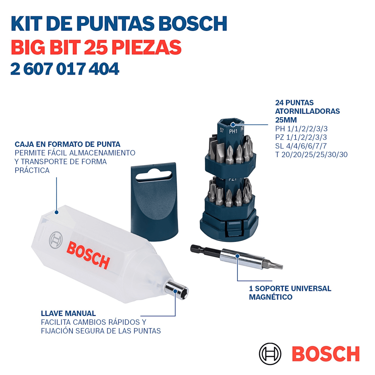 Puntas atornilladores destornilladores Big Bit Juego de 25 pzs Bosch7