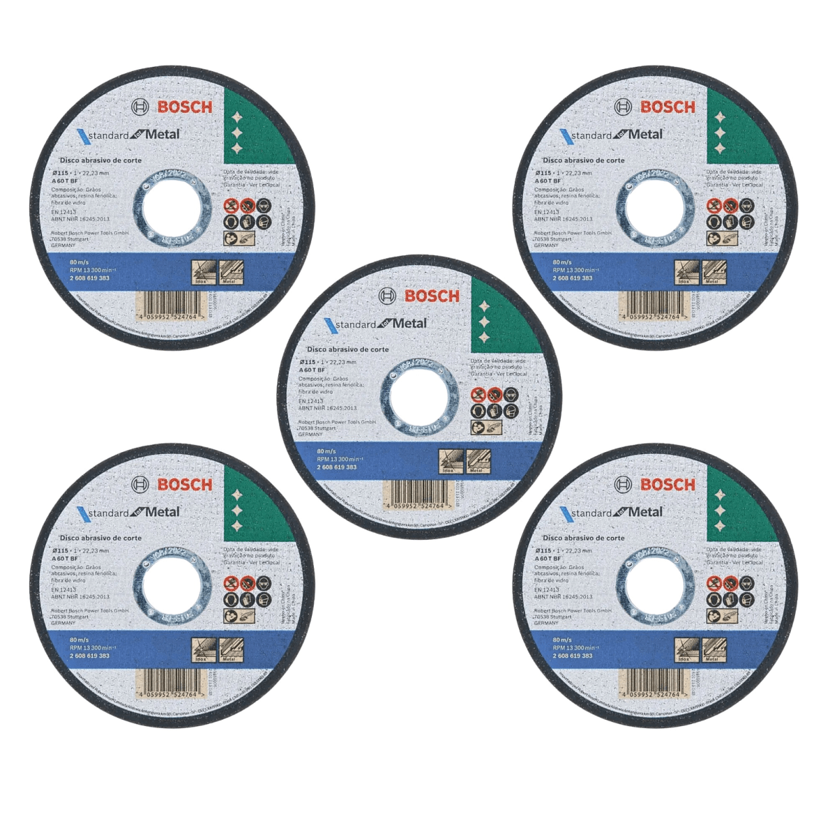 Pack 5 Discos Corte de Metal 4.5 