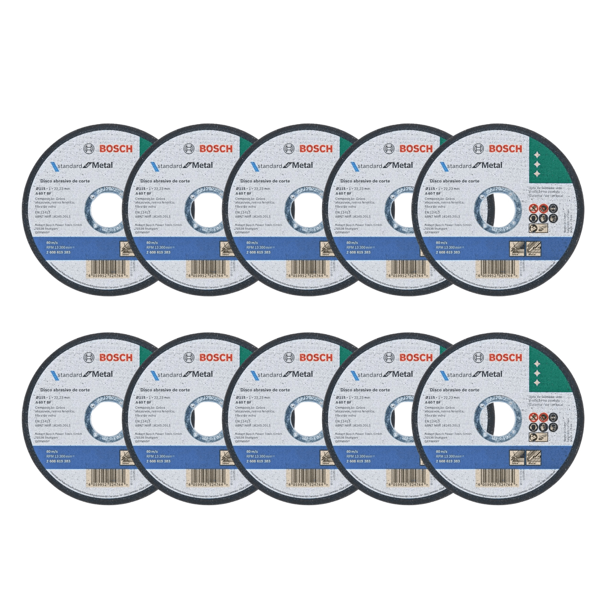 Pack 10 Discos Corte de Metal 4.5 