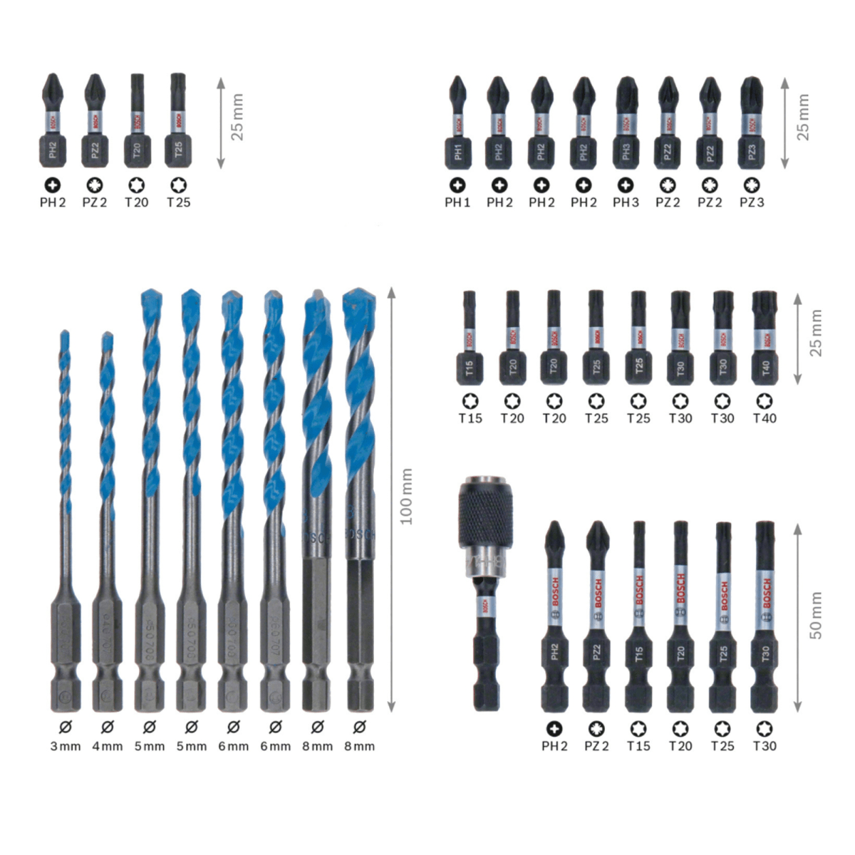 Set MultiConstrución Brocas +puntas para atornillar ImpctControl 35pzs3