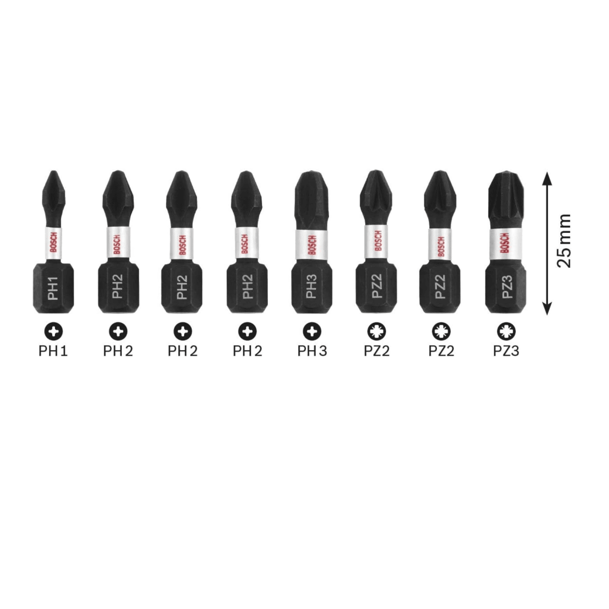 Set Puntas de Impacto Control Acero PH-PZ x 25mm 8 piezas Bosch3