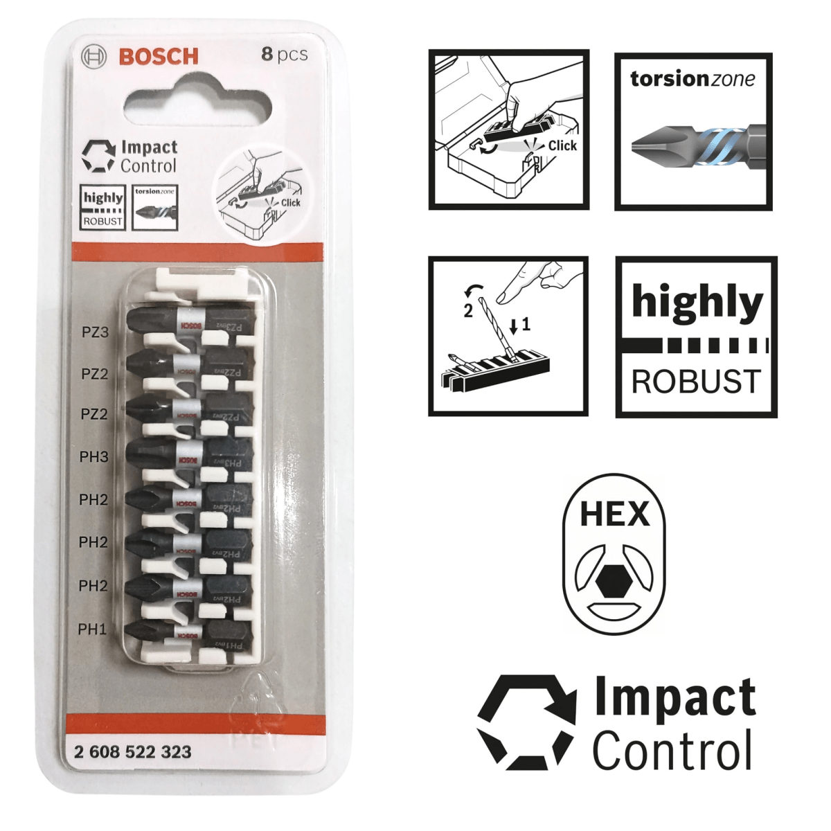 Set Puntas de Impacto Control Acero PH-PZ x 25mm 8 piezas Bosch4