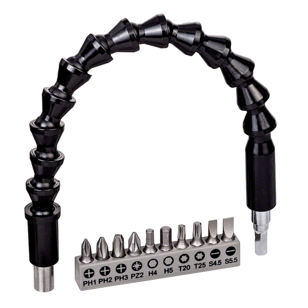 Set de puntas para atornillador + Extensión magnética flexible de 30 cm, 11 piezas3