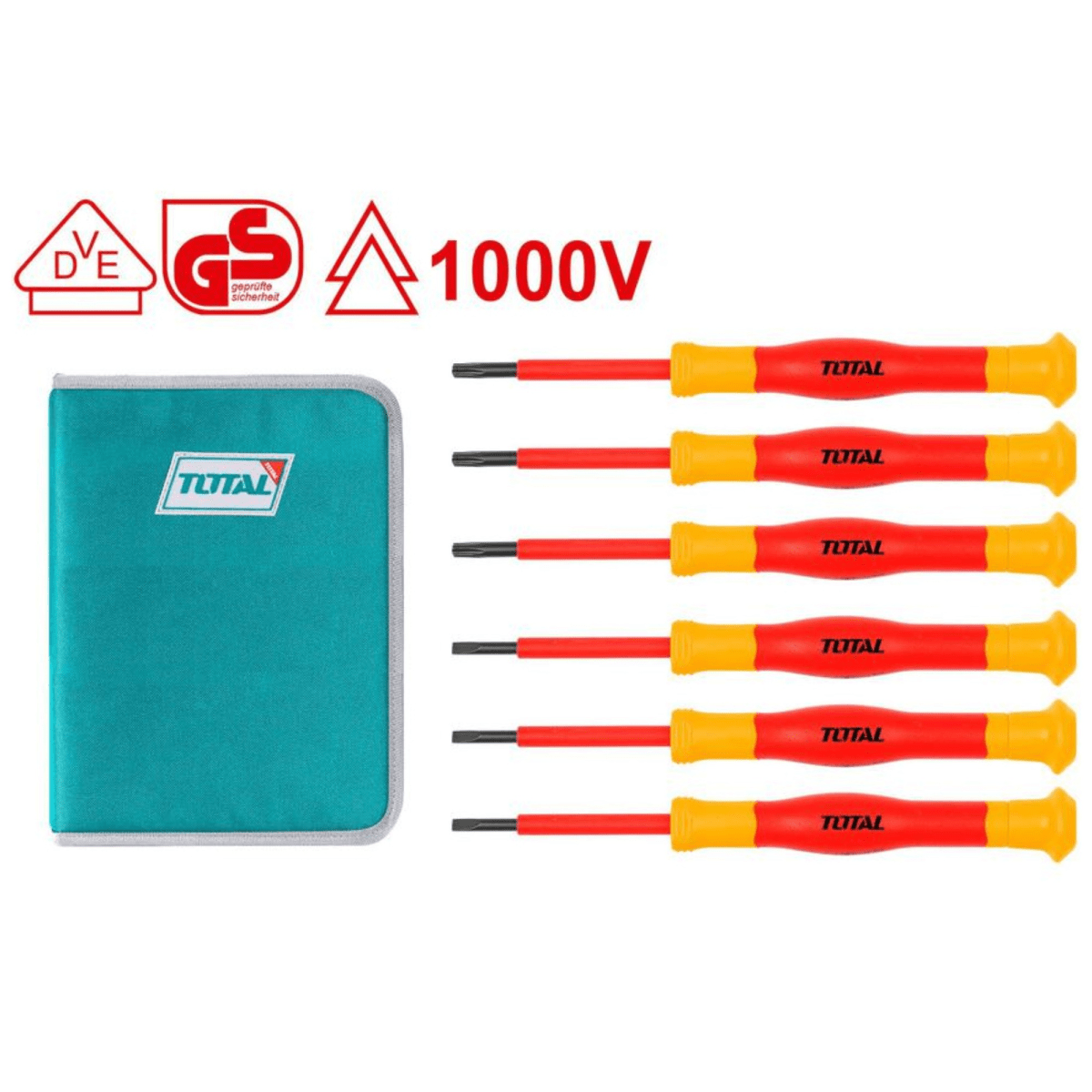 Destornillador dielectrico 1000V jgo x 6pz dprecision TOTAL2