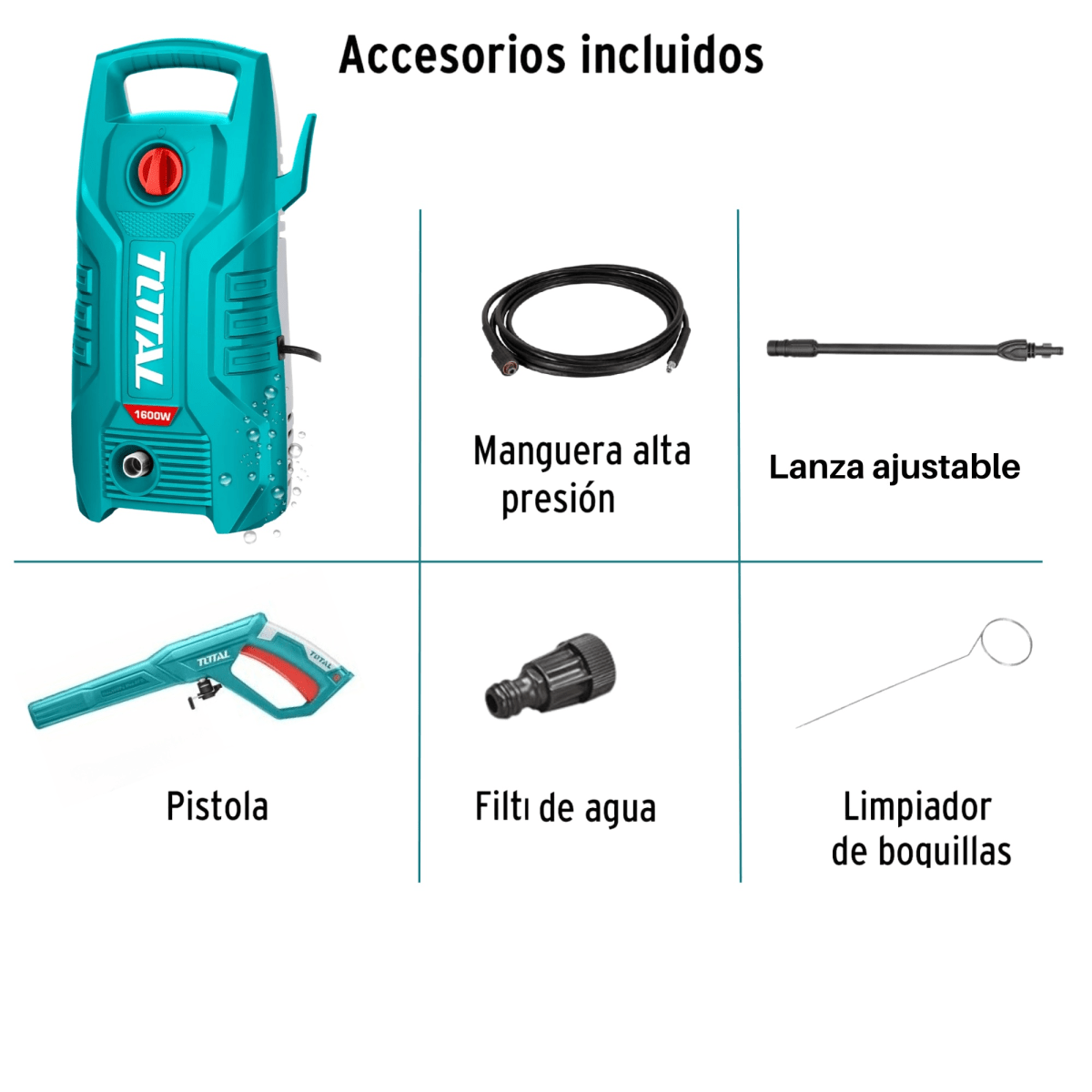 Hidrolavadora ALTA PRESION 2030 PSI 1600W TGTI11336 TOTAL5