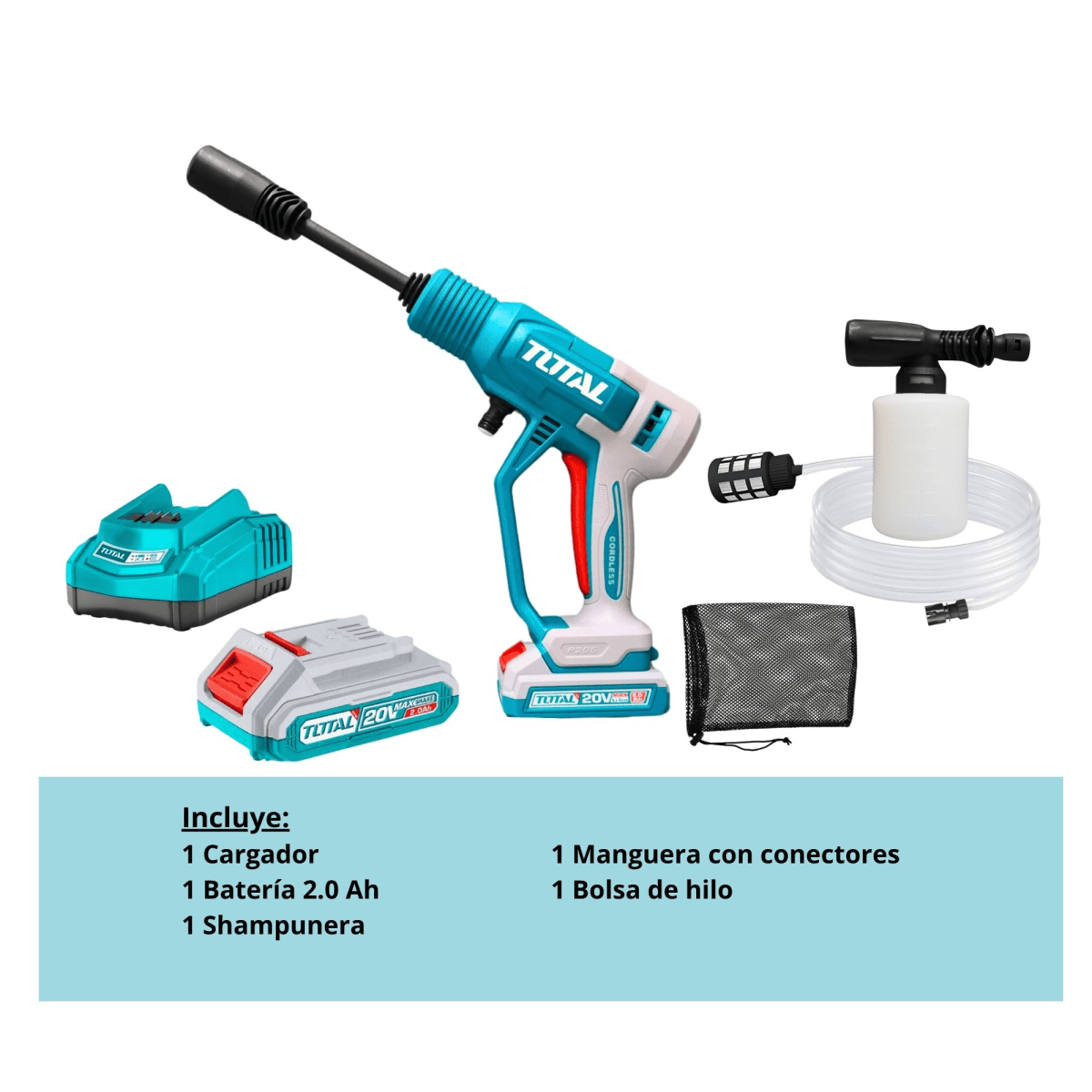 Hidrolavadora inalámbrica 20V Alta Presión LIMPIEZA PROFUNDA TOTAL4