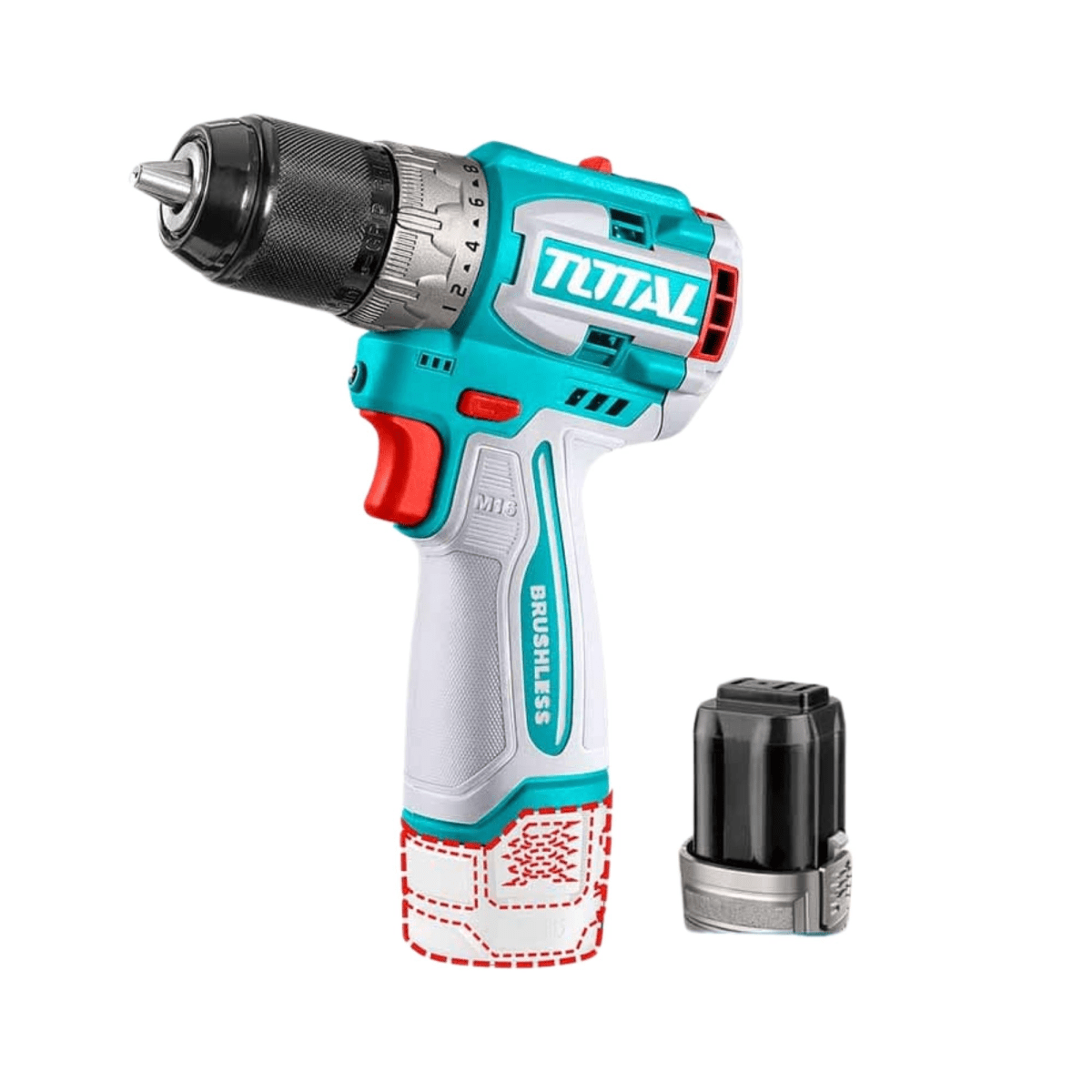 Taladro atornillador + Atornillador de Impacto Brushless 16V TOTAL3