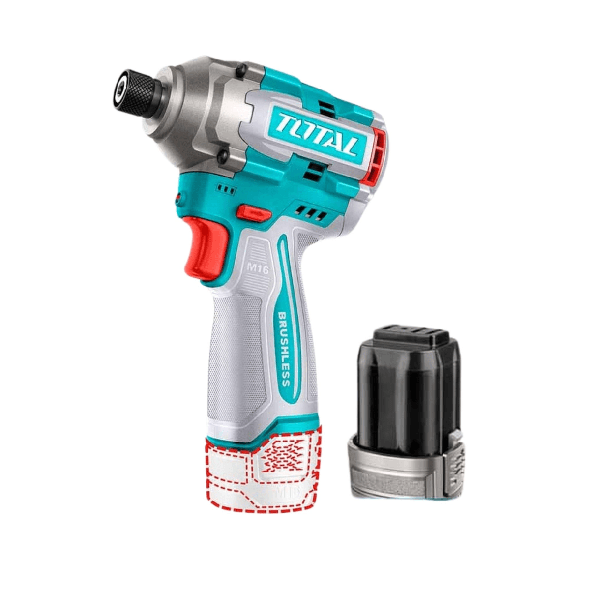 Taladro atornillador + Atornillador de Impacto Brushless 16V TOTAL4