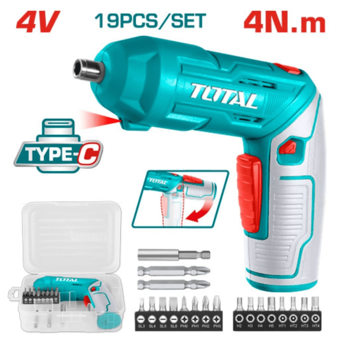 Atornillador 4V en Maleta con entrada Tipo C2