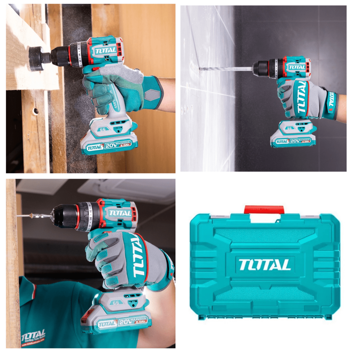 COMBO TALADRO PERCUTOR 66Nm AMOLADORA BRUSHLESS 20V INDUSTRIAL TOTAL8