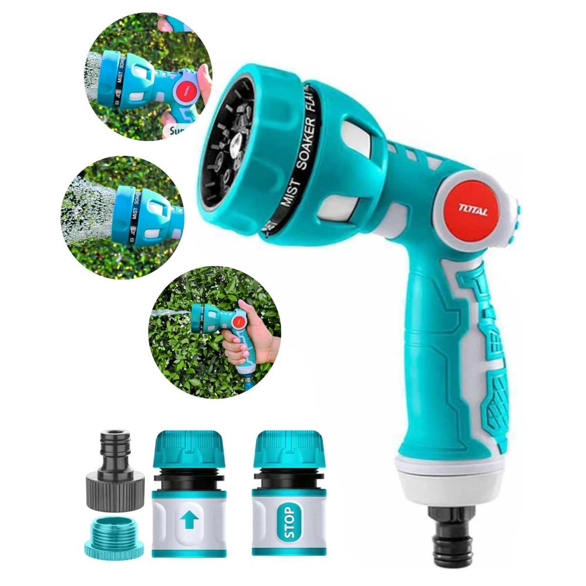 Pistola de riego 9 funciones con conectores rápidos1