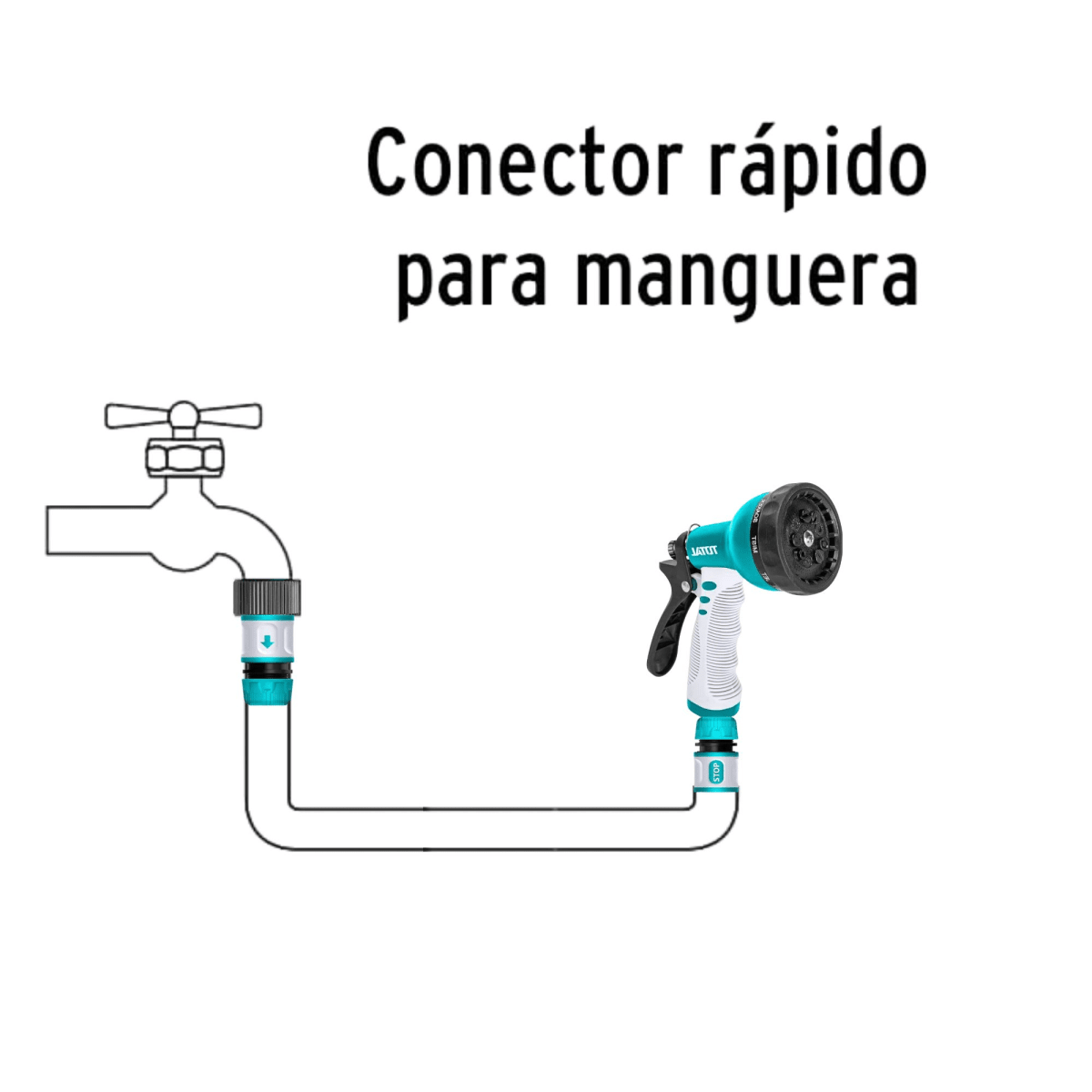 Pistola de riego con gatillo 9 funciones con conectores rápidos5