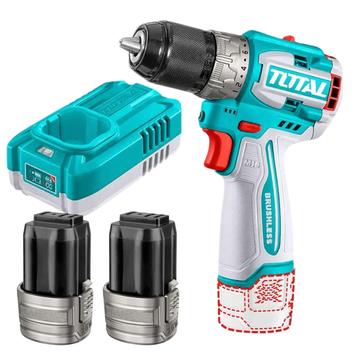 Taladro inalámbrico 16V Brushless kit pulidora TOSLI240786 total4