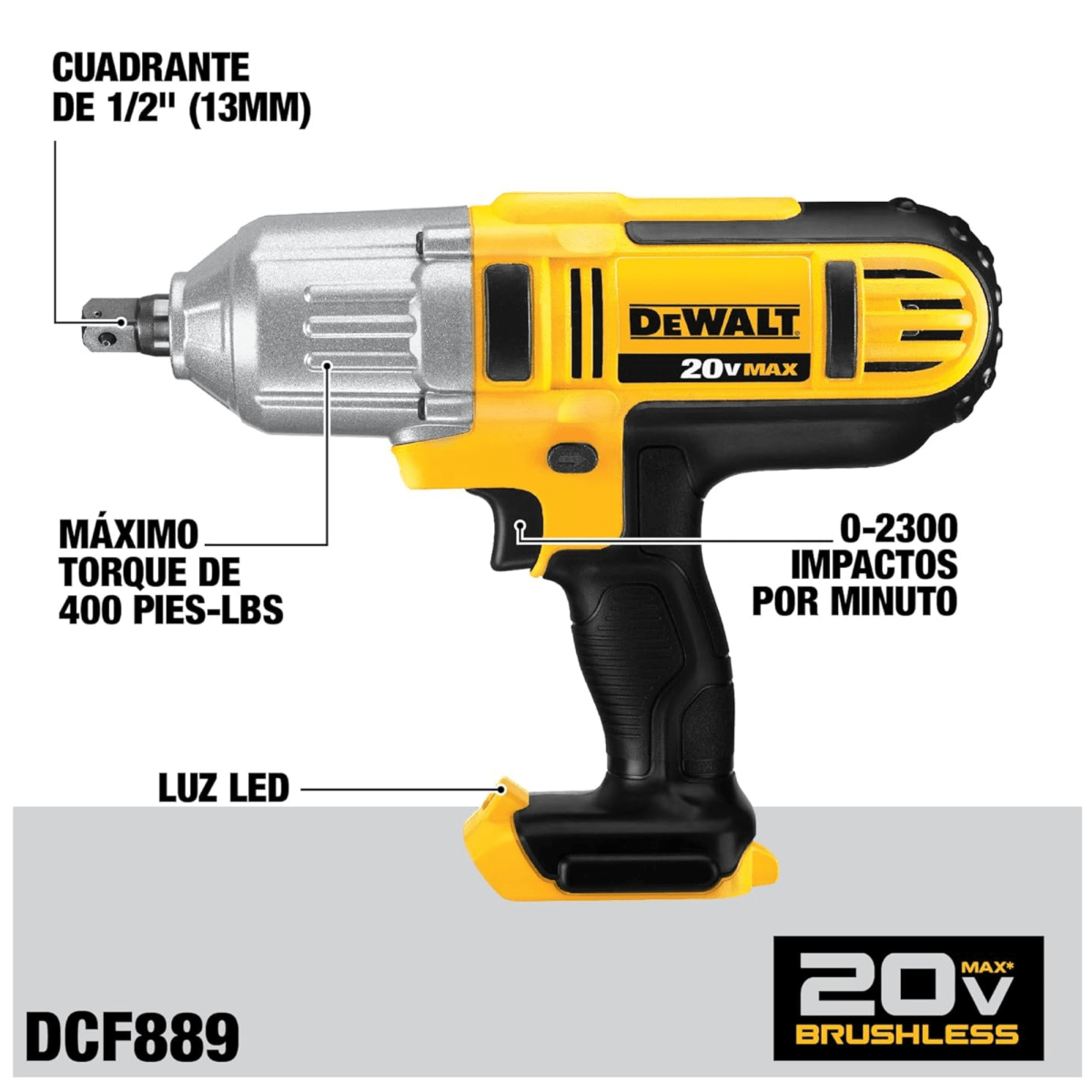 Llave de Impacto Inalambrico Dewalt 1/2