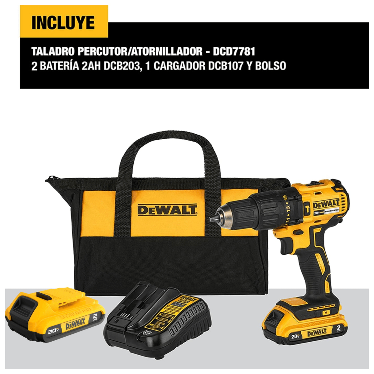 Taladro Percutor Inalámbrico Dewalt 12 20V BRUSHLESS ATOMIC DCD709D28