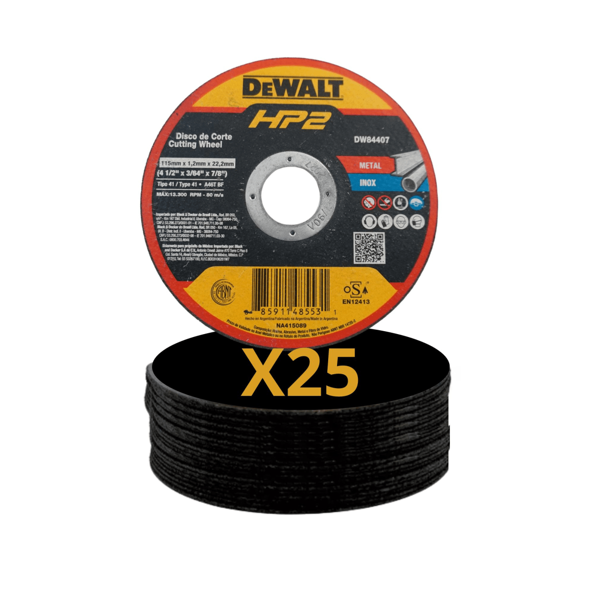 25 Discos de corte 4P DW844071