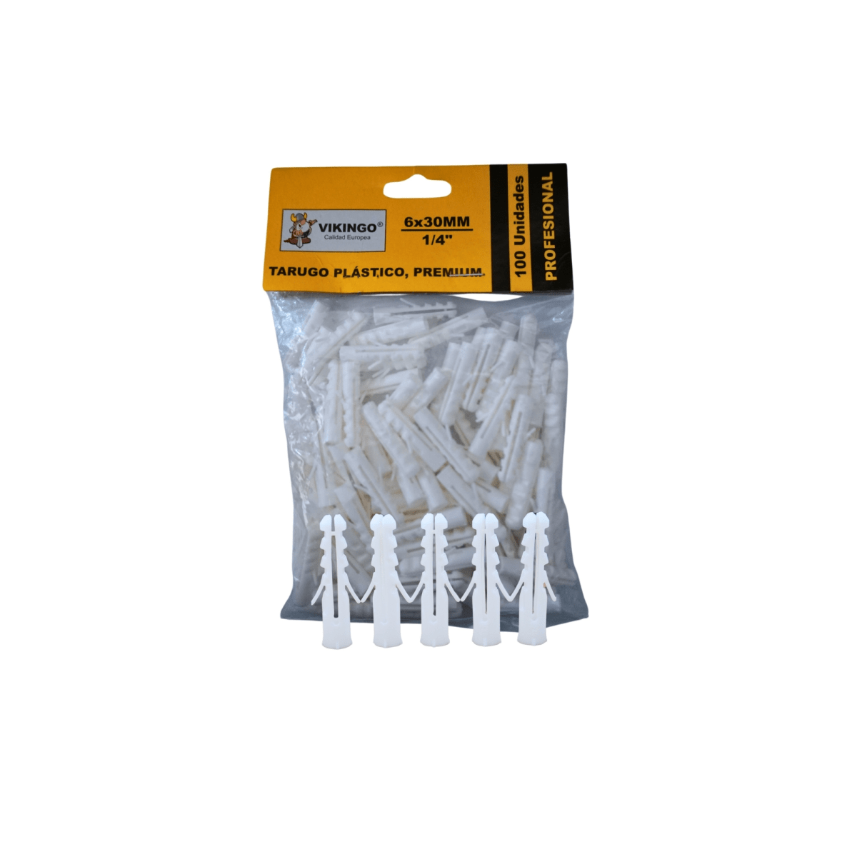 TARUGO PLASTICO COLOR BLANCO 1/4, 100 unidades3