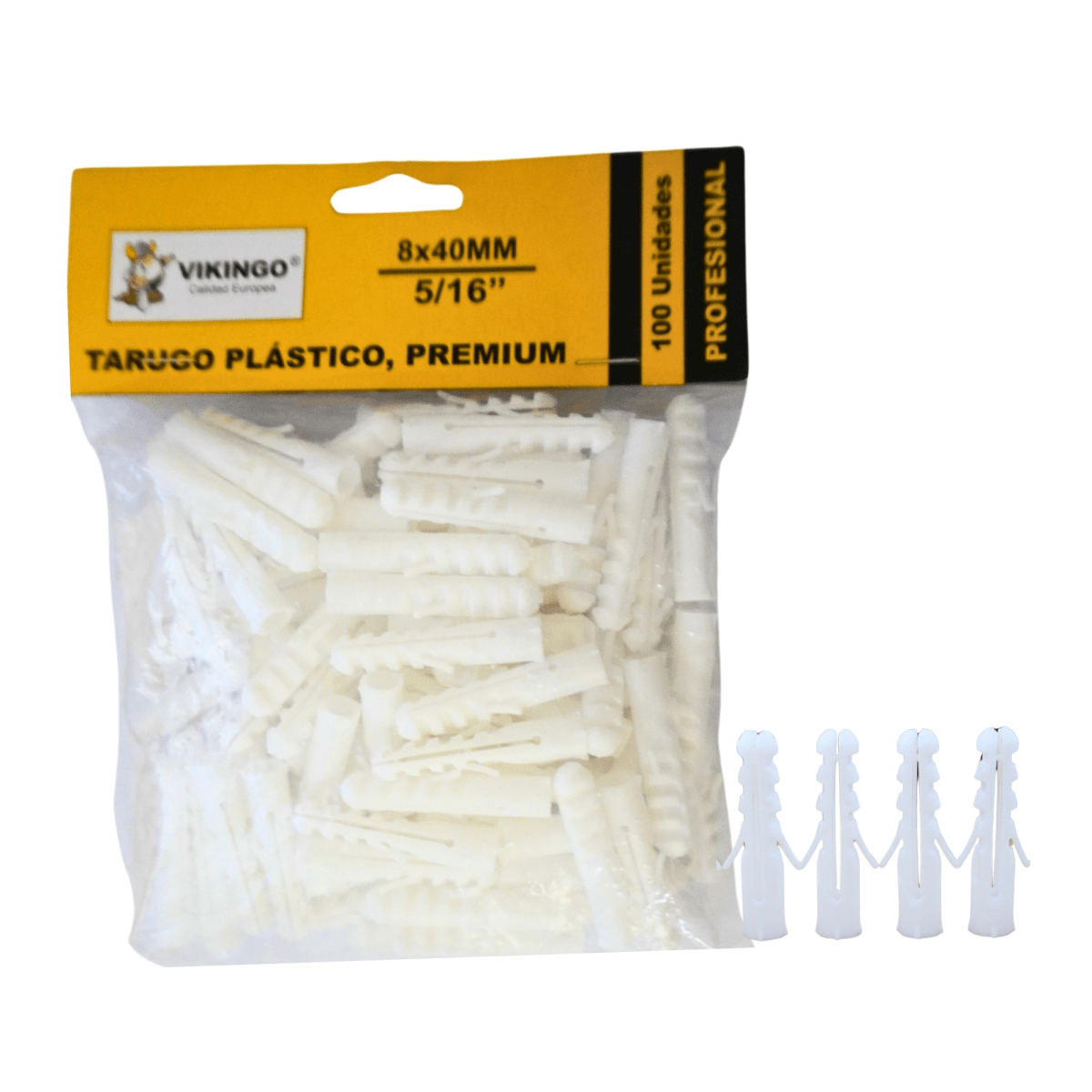 TARUGO PLASTICO COLOR BLANCO 5/16, 100 unidades3