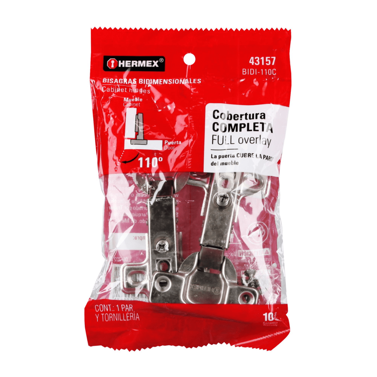 2 bisagras cangrejo cobertura completa 110° HERMEX2