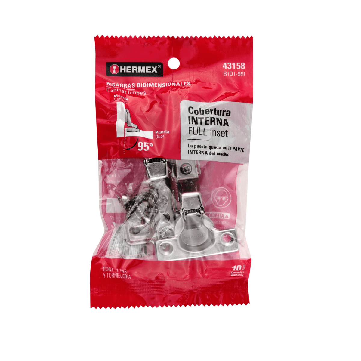 2 bisagras cangrejo cobertura interna 95° Hermex5