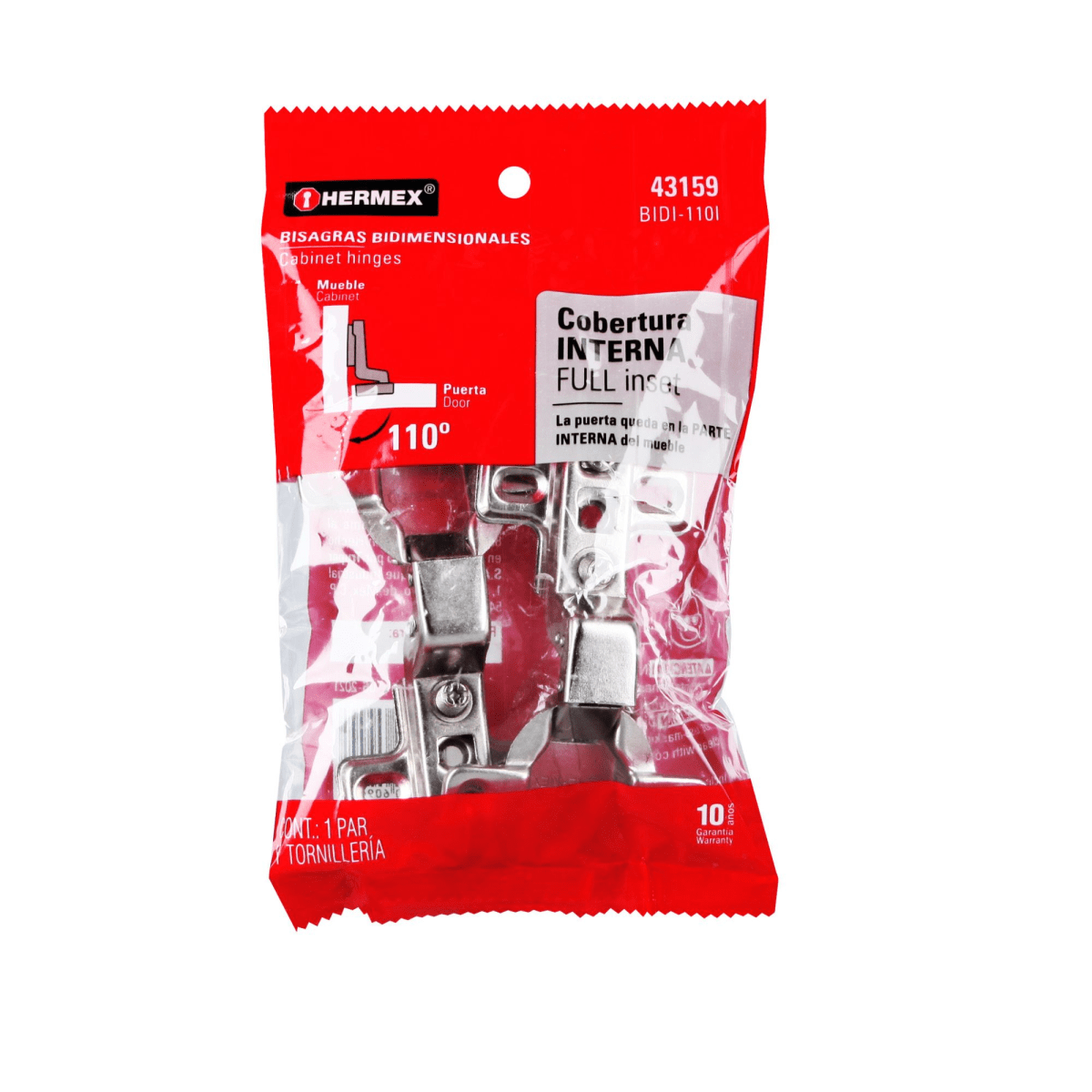 2 bisagras cangrejo cobertura interna 110° Hermex5