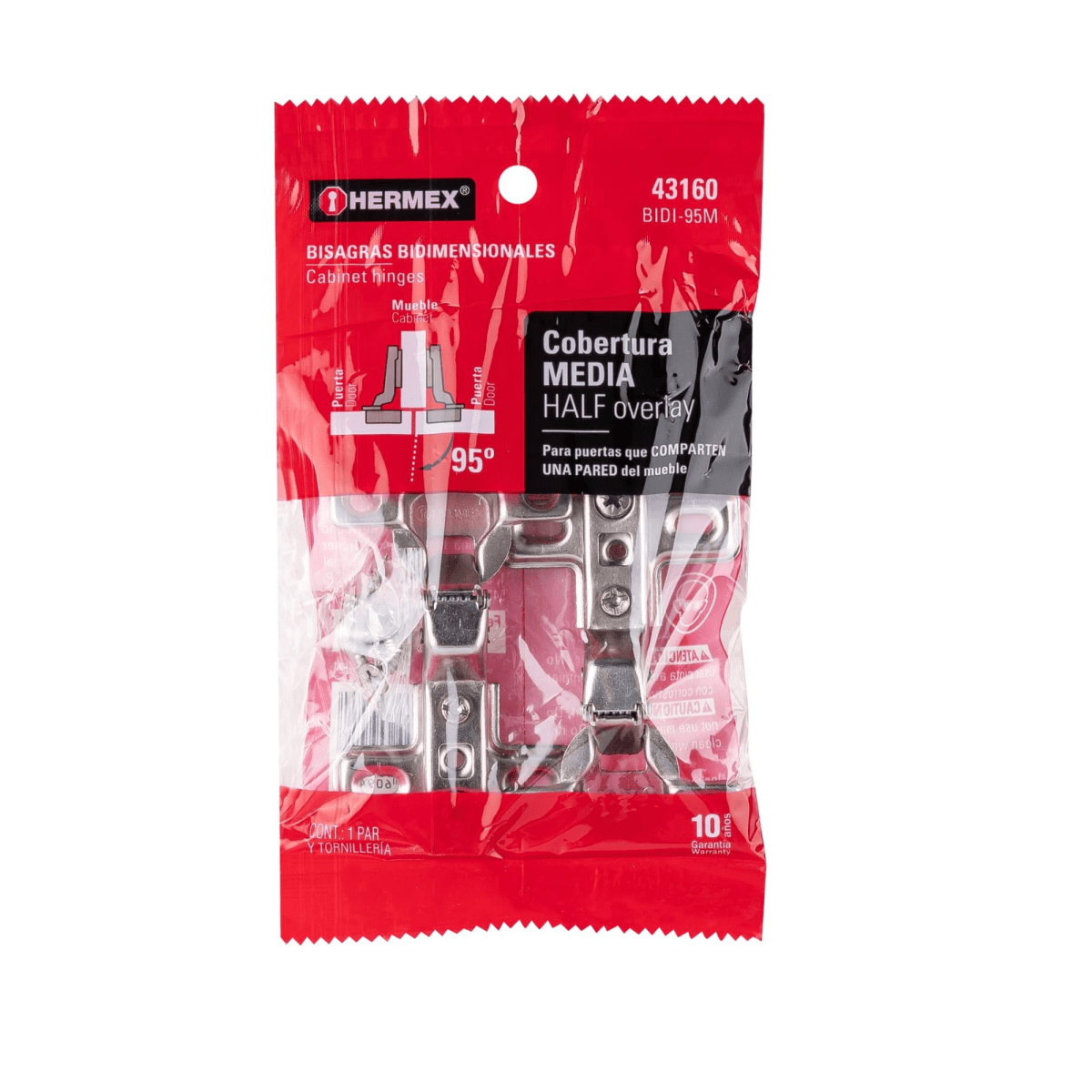 2 bisagras cangrejo cobertura media 95° Hermex5