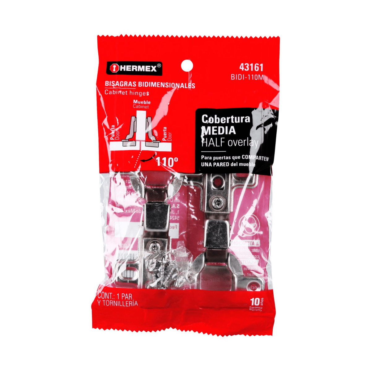 2 bisagras cangrejo bidimensionales cobertura completa 110° HERMEX5