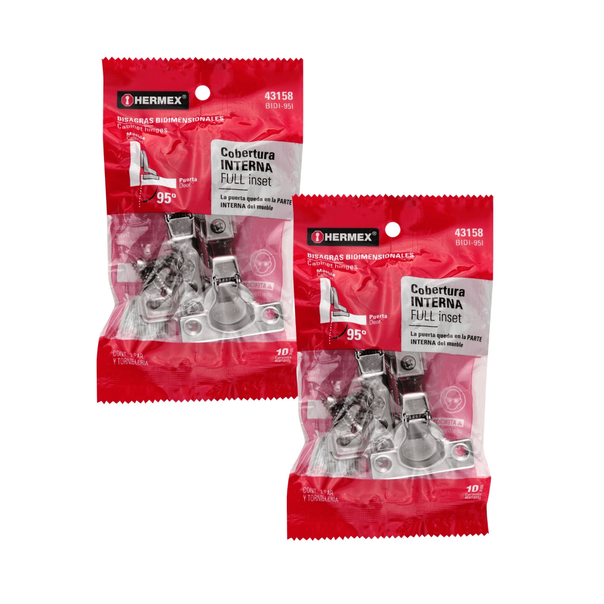4 bisagras cangrejo cobertura interna 95° Hermex5