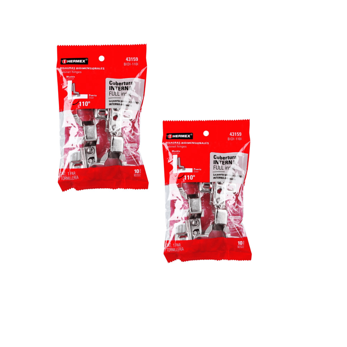 4 bisagras cangrejo cobertura interna 110° Hermex5