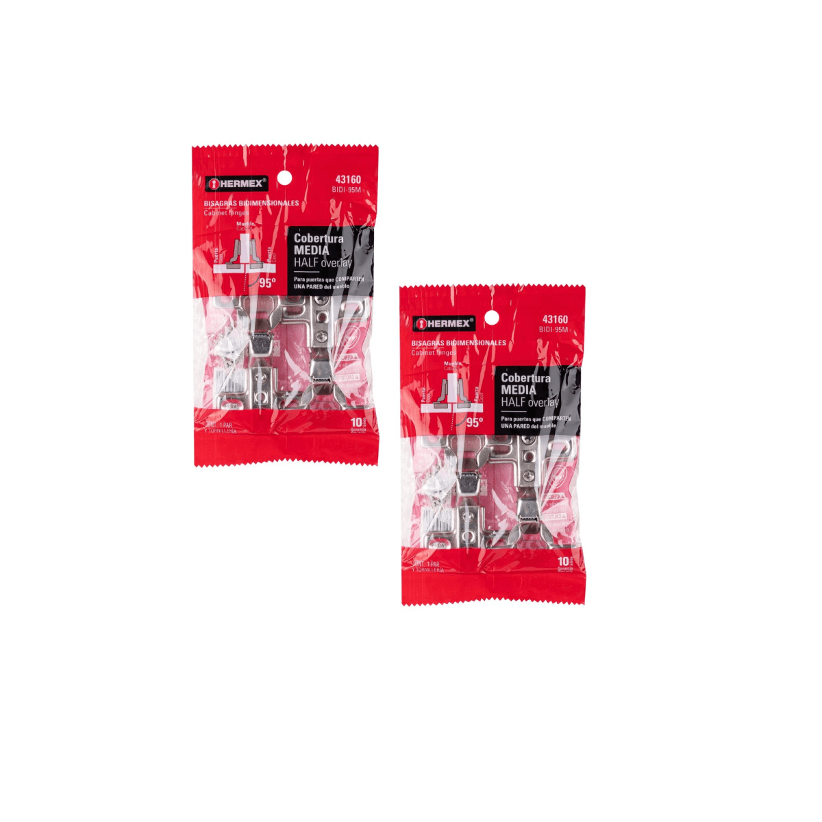 4 bisagras cangrejo cobertura media 95° Hermex5