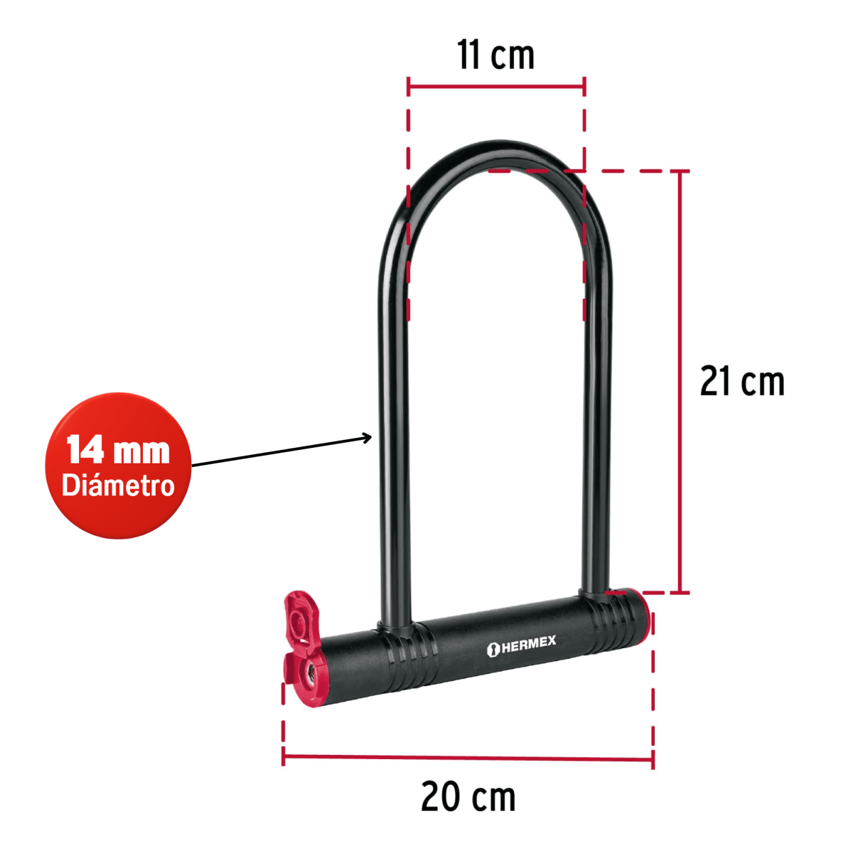 Candado bicicleta moto cadena candado tipo U HERMEX-496202