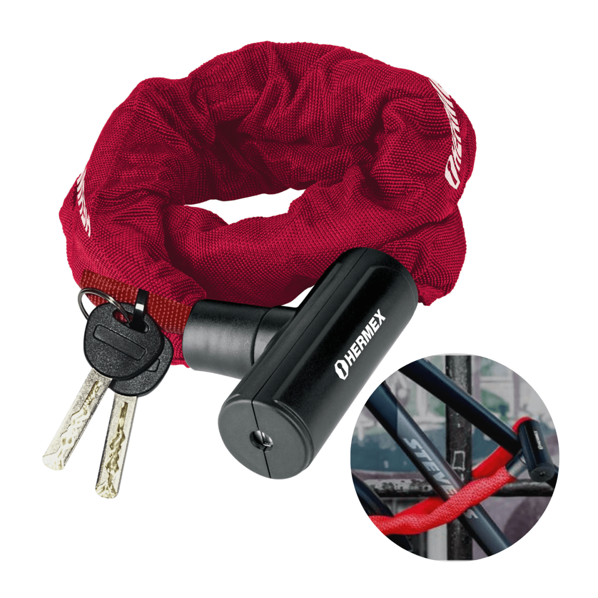 Candado cadena bicicleta moto cadena forrada hermex cb-901