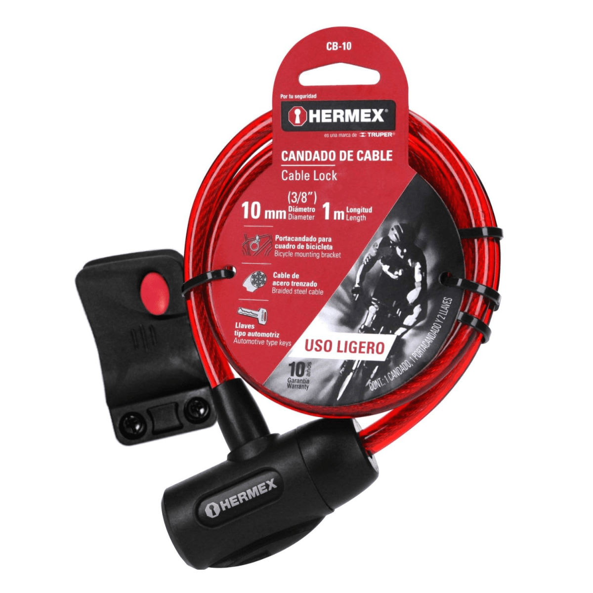 Candado cadena para bicicleta 10mmx10m cb-10 - hermex2