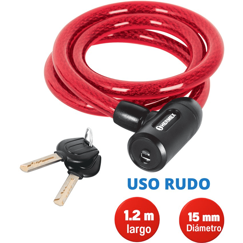 Candado cadena de acero Hermex con llave 15mm x 1.20m CB-151